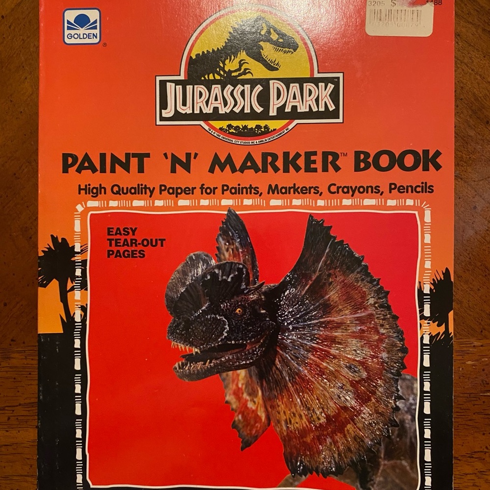 Jurassic Park Paint 'N' Marker Book 1993